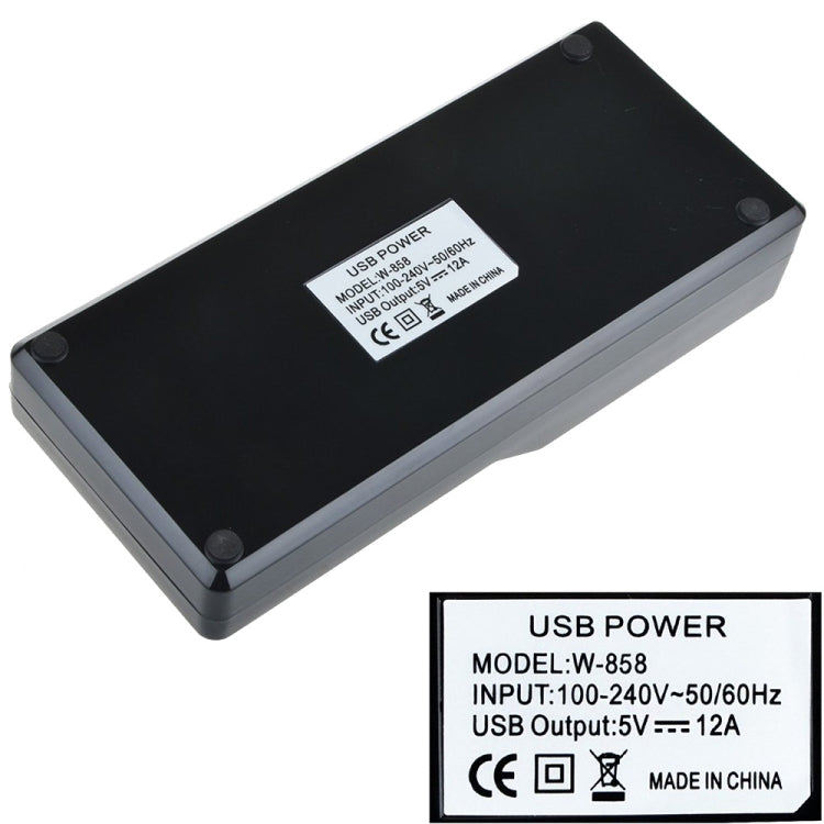 W-858 Dock de Carregamento Rápido USB com 12 Portas 12A Carregador Inteligente de Secretária AC100-240V, Ficha UE, Ficha UE