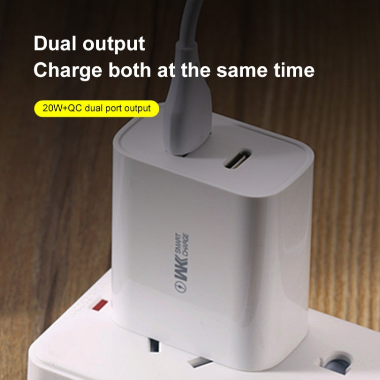 WK WP-U53 Carregador QC3.0 20W USB Type-C Maxspeed PD Carregador Rápido