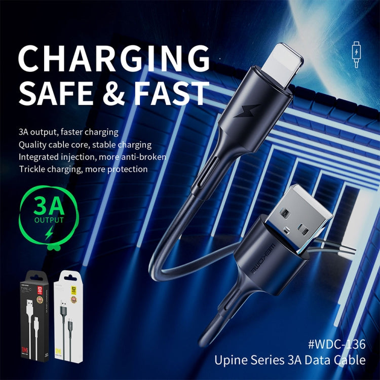Cabo de dados de carregamento rápido 3A USB para 8 pinos WK WDC-136, USB para 8 pinos (preto), USB para 8 pinos (branco)