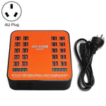 Estação de carregamento inteligente com ecrã digital USB de 200W e 40 portas WLX-840, AC100-240V, ficha AU (preto+laranja), ficha AU