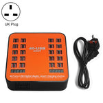 Estação de carregamento inteligente com ecrã digital USB de 200W e 40 portas WLX-840, AC100-240V, ficha UK (preto+laranja), ficha UK