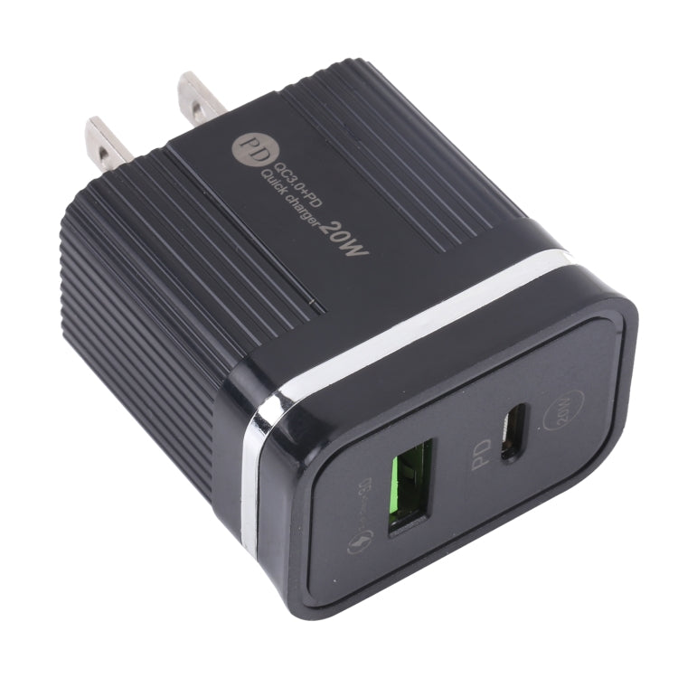Carregador Rápido Multifuncional USB 20W PD + QC3.0, Plugue US, Plugue US