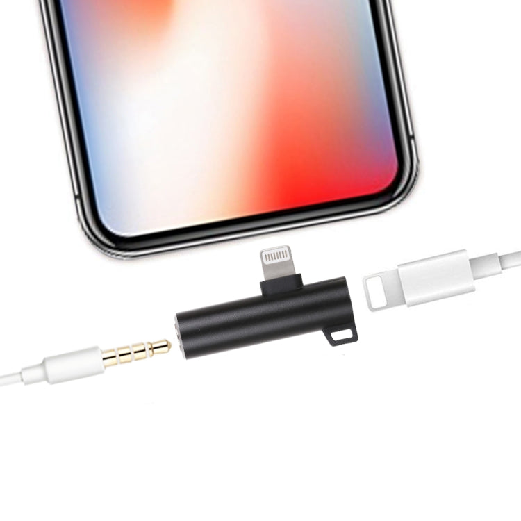 Adaptador de áudio e carregamento 2 em 1 com cabeça esférica 8 pinos + 3,5 mm para 8 pinos macho