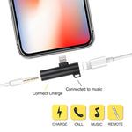 Adaptador de áudio e carregamento 2 em 1 com cabeça esférica 8 pinos + 3,5 mm para 8 pinos macho
