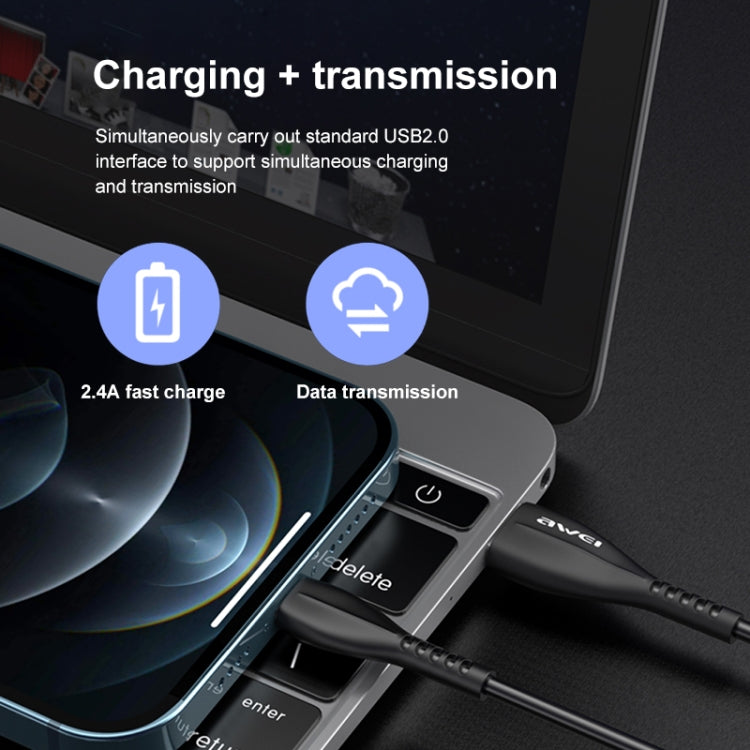 Cabo de carregamento USB para 8 pinos awei CL-115L 1m 2.4A