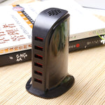 Base de carregamento rápido USB de 30W com 6 portas 853L, carregador inteligente AC100-240V