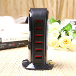 Base de carregamento rápido USB de 30W com 6 portas 853L, carregador inteligente AC100-240V