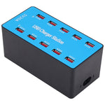 Estação de carregamento inteligente USB A5B 100W com 10 portas e luz indicadora, ficha US, 100W