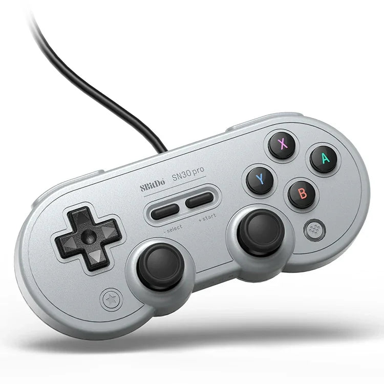 8Bitdo SN30 PRO Comando USB com Fio para Switch / Steam / PC, SN30 PRO Com Fio (Cinza)