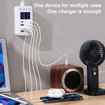 Estação de Carregamento Inteligente A8T 60W 8 Portas USB + QC3.0 + PD Tipo-C com Ecrã Digital AC100-240V, Ficha UK, A8T Ficha UK