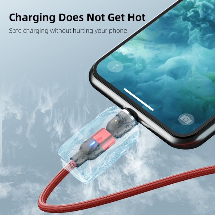 Cabo de Sincronização e Carregamento de Dados Magnético Giratório 540 Graus 3 em 1 USB para 8 Pinos + USB-C / Tipo-C + Micro USB 3A, 1m 3 em 1