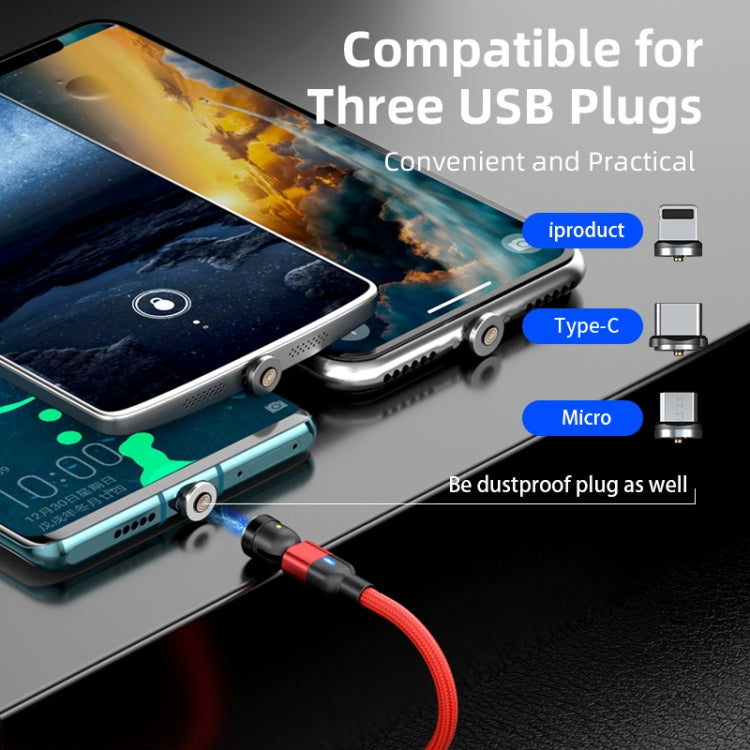 Cabo de Sincronização e Carregamento de Dados Magnético Giratório 540 Graus 3 em 1 USB para 8 Pinos + USB-C / Tipo-C + Micro USB 3A, 2m 3 em 1