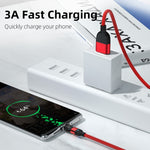 Cabo de Sincronização e Carregamento de Dados Magnético Giratório 540 Graus 3 em 1 USB para 8 Pinos + USB-C / Tipo-C + Micro USB 3A, 2m 3 em 1