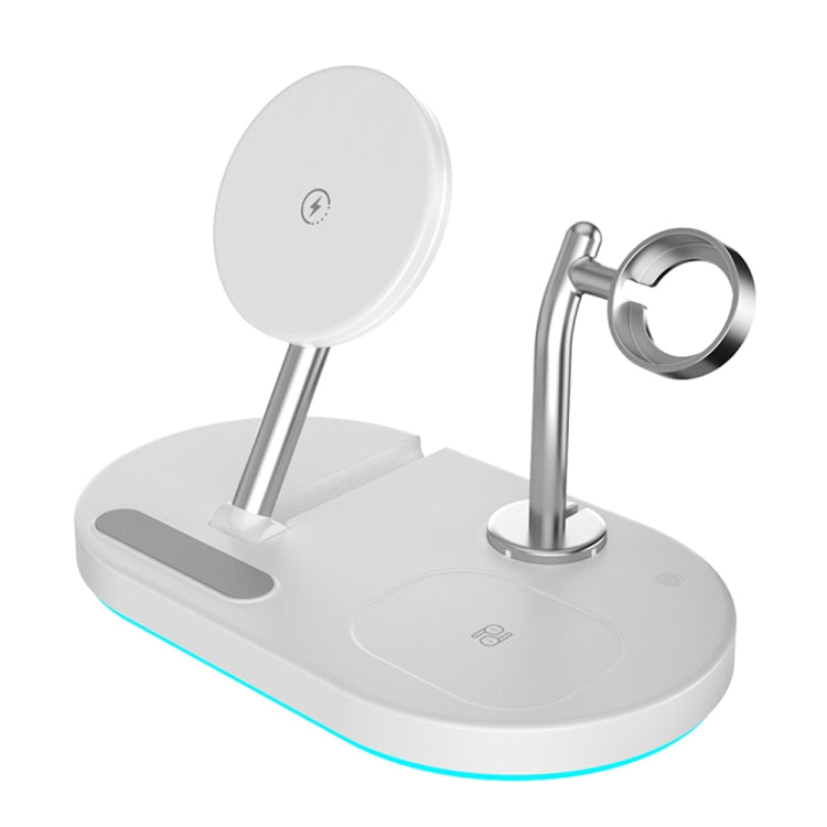Carregador Sem Fios Magnético Multifuncional 4 em 1 S20 15W com Luz Noturna e Suporte para Telemóveis / AirPods, S20 Preto, S20 Branco