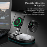 Carregador Sem Fios Magnético Multifuncional 4 em 1 S20 15W com Luz Noturna e Suporte para Telemóveis / AirPods, S20 Preto, S20 Branco