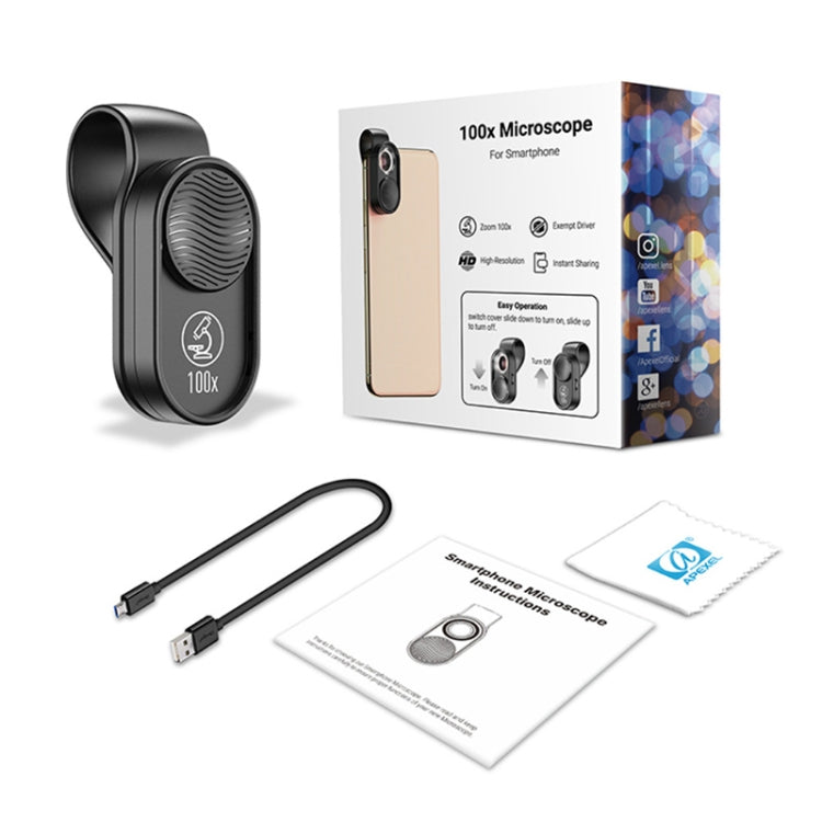 Microscópio para smartphone APEXEL APL-MS001 100X com luz LED, APL-MS001