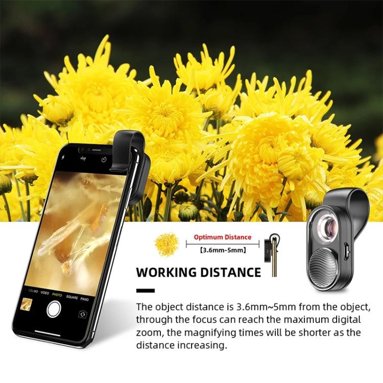 Microscópio para smartphone APEXEL APL-MS001 100X com luz LED, APL-MS001