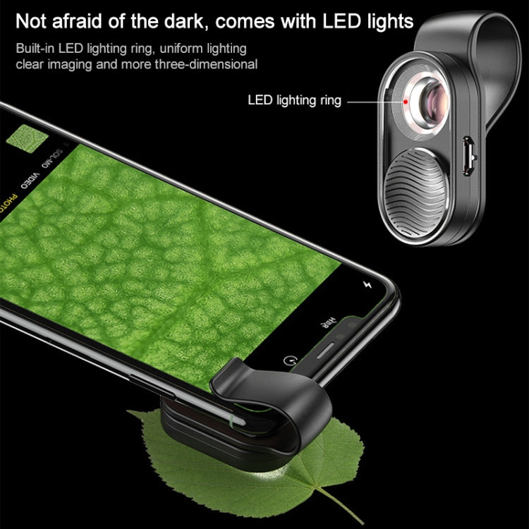 Microscópio para smartphone APEXEL APL-MS001 100X com luz LED, APL-MS001