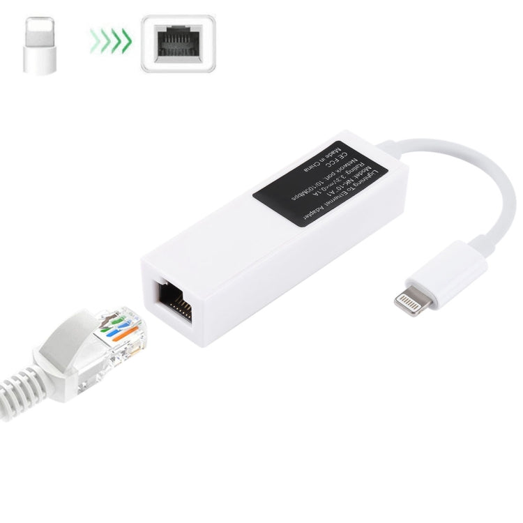 Cabo Adaptador de Rede Ethernet LAN NK107A1 8 Pinos para RJ45 para Série iPhone / iPad, Comprimento Total: 16cm