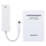 Cabo Adaptador de Rede Ethernet LAN NK107A1 8 Pinos para RJ45 para Série iPhone / iPad, Comprimento Total: 16cm
