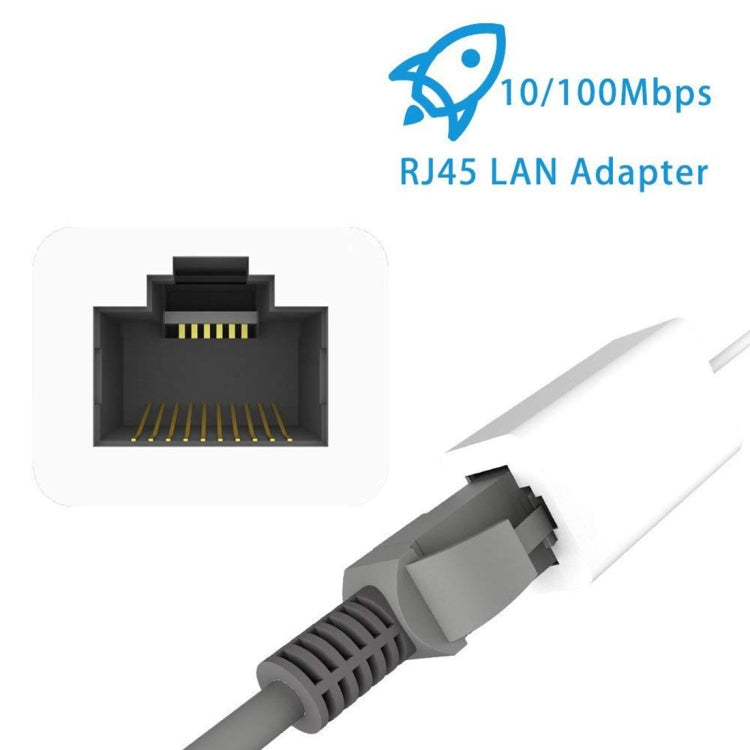 Cabo Adaptador de Rede Ethernet LAN NK107A1 8 Pinos para RJ45 para Série iPhone / iPad, Comprimento Total: 16cm
