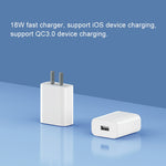 Carregador de Parede Original Xiaomi 18W Adaptador Porta Única USB Carregador Rápido, Ficha US, 18W