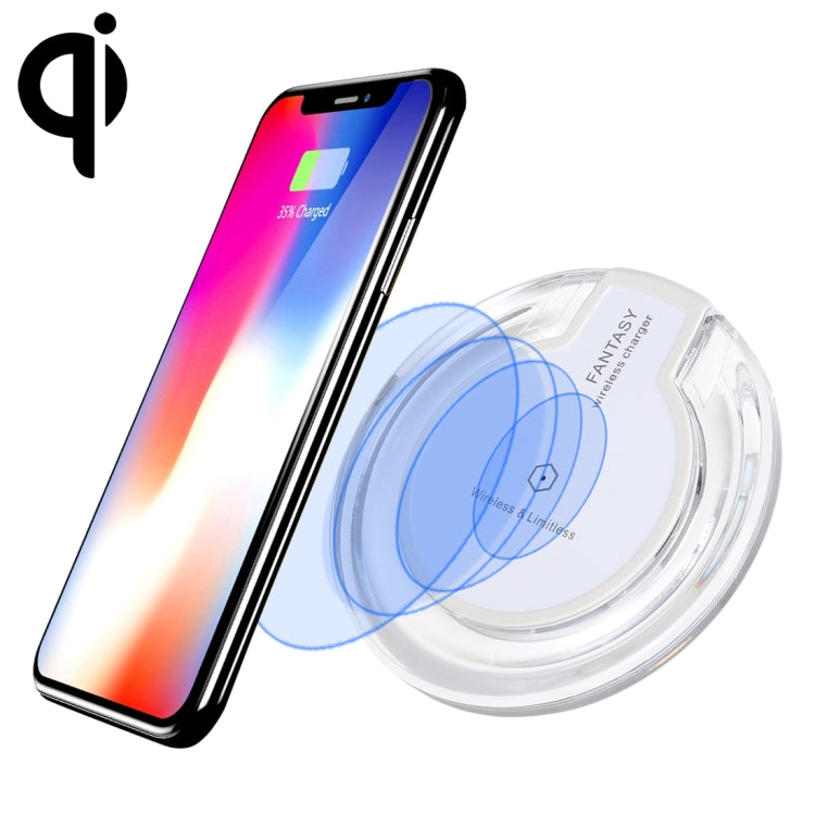 FANTASY Carregador Sem Fios Qi Standard Ultra-fino com Saída 5V 1A e Indicador de Carregamento, Suporta Telefones com Padrão QI, FANTASY 5V 1A, FANTASY Branco