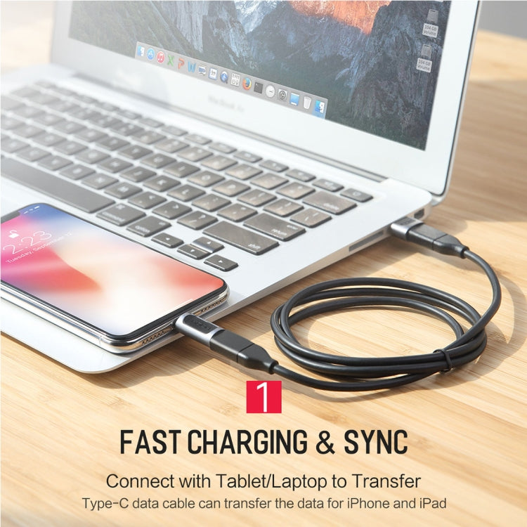 ROCK Adaptador portátil de auscultadores conversor áudio USB-C/Type-C para 8 pinos 2.1A