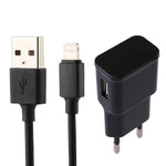 Carregador USB com Identificação Inteligente 5V 2.1A para iPhone com Cabo de Carregamento USB de 1m para 8 Pinos, Ficha UE