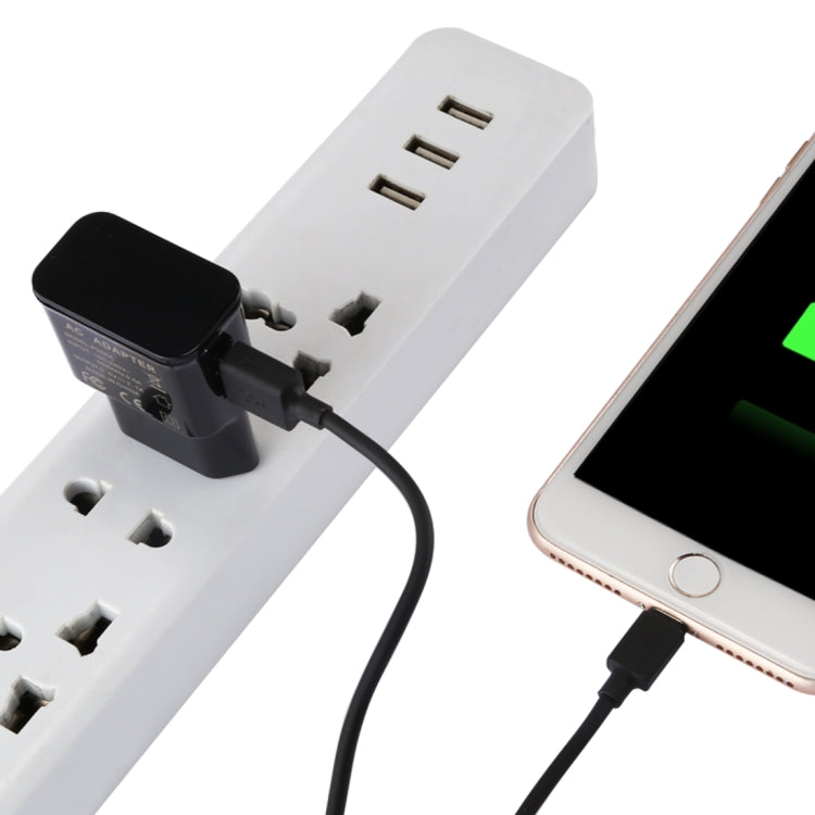 Carregador USB com Identificação Inteligente 5V 2.1A para iPhone com Cabo de Carregamento USB de 1m para 8 Pinos, Ficha UE