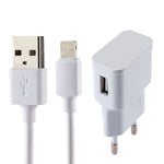 Carregador USB com Identificação Inteligente 5V 2.1A para iPhone com Cabo de Carregamento USB de 1m para 8 Pinos, Ficha UE