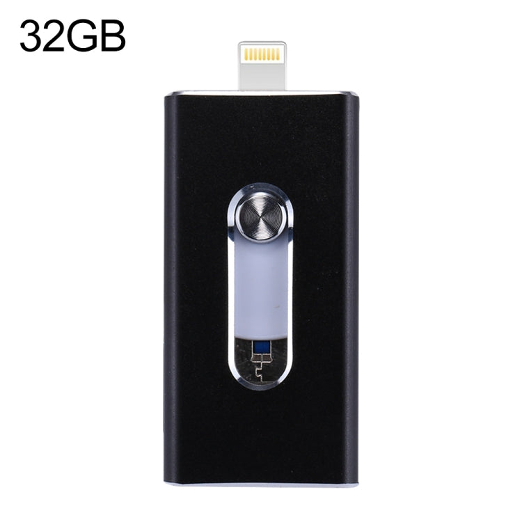 RQW-02 Pen Drive 3 em 1 USB 2.0 & 8 Pinos & Micro USB 32GB, RQW-02 Preto