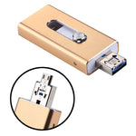 RQW-02 Pen Drive 3 em 1 USB 2.0 & 8 Pinos & Micro USB 32GB, RQW-02 Dourado