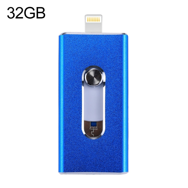 RQW-02 Pen Drive 3 em 1 USB 2.0 & 8 Pinos & Micro USB 32GB, RQW-02 Azul
