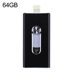 Pen USB 3 em 1 2.0 & 8 Pin & Micro USB 64GB, RQW-02 Preto