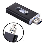 Pen USB 3 em 1 2.0 & 8 Pin & Micro USB 64GB, RQW-02 Preto