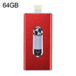 Pen USB 3 em 1 2.0 & 8 Pin & Micro USB 64GB, RQW-02 Vermelho