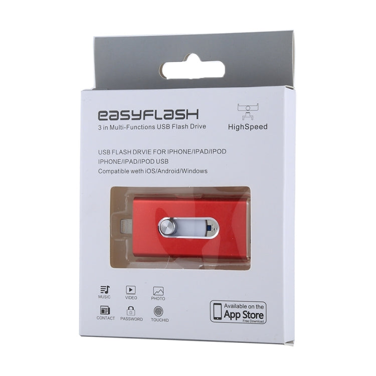 Pen USB 3 em 1 2.0 & 8 Pin & Micro USB 64GB, RQW-02 Vermelho