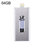 Pen USB 3 em 1 2.0 & 8 Pin & Micro USB 64GB, RQW-02 Prateado