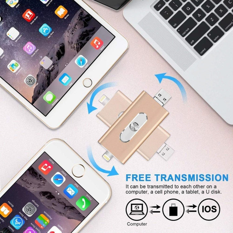 Pen USB 3 em 1 2.0 & 8 Pin & Micro USB 64GB, RQW-02 Prateado