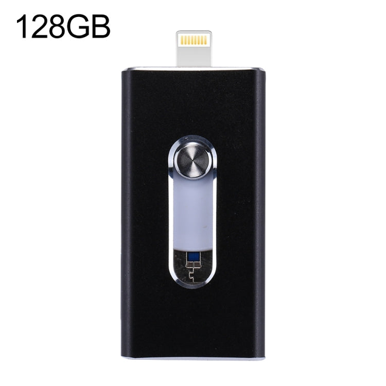 Pen USB 3 em 1 2.0 & 8 Pin & Micro USB 128GB, RQW-02 Preto