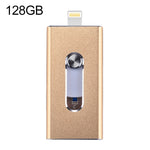 Pen USB 3 em 1 2.0 & 8 Pin & Micro USB 128GB, RQW-02 Dourado