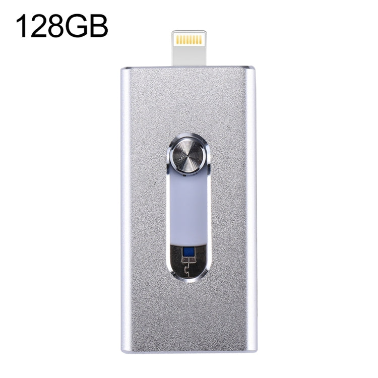 Pen USB 3 em 1 2.0 & 8 Pin & Micro USB 128GB, RQW-02 Prateado