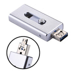 Pen USB 3 em 1 2.0 & 8 Pin & Micro USB 128GB, RQW-02 Prateado