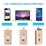 Pen USB 3 em 1 2.0 & 8 Pin & Micro USB 128GB, RQW-02 Prateado