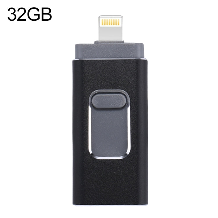 Pen USB easyflash RQW-01B 3 em 1 2.0 & 8 Pin & Micro USB 32GB, RQW-01B Preto
