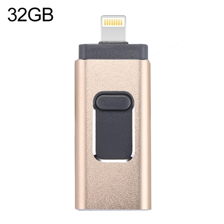 Pen USB easyflash RQW-01B 3 em 1 2.0 & 8 Pin & Micro USB 32GB, RQW-01B Dourado