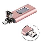 Pen Drive easyflash RQW-01B 3 em 1 USB 2.0 & 8 Pin & Micro USB 64GB, RQW-01B Dourado Rosa