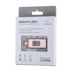 Pen Drive easyflash RQW-01B 3 em 1 USB 2.0 & 8 Pin & Micro USB 64GB, RQW-01B Dourado Rosa