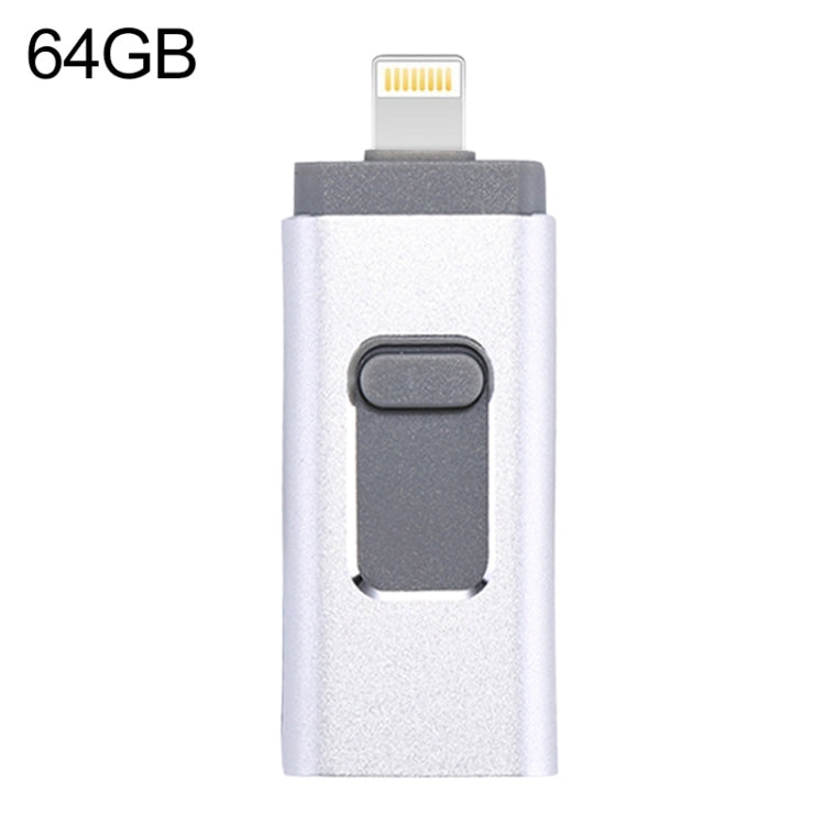 easyflash RQW-01B Pen USB 3 em 1 2.0 & 8 Pinos & Micro USB 64GB, RQW-01B Prateado